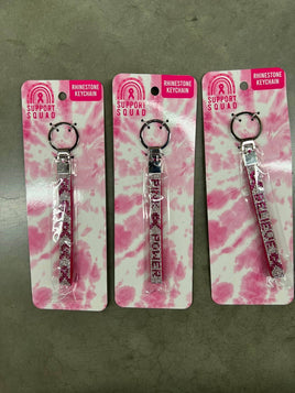 Breast Cancer Awareness Rhinestone Keychain Assortment