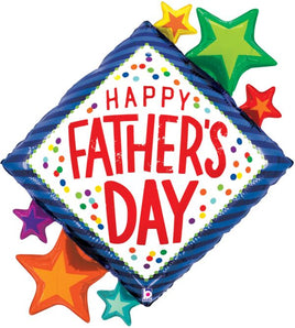 38" Father's Day Diamon Stars Foil Balloon