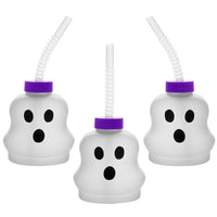 Frosted Ghost Shaped Cup w/ Lid & Straw