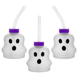 Frosted Ghost Shaped Cup w/ Lid & Straw