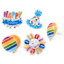 Happy Birthday Assorted Cupcake Rings 12 ct.