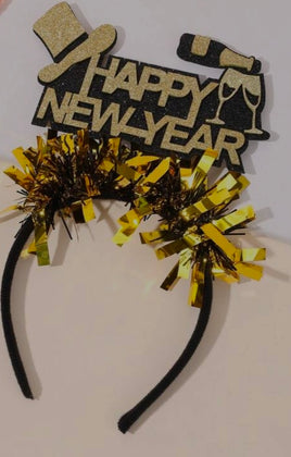 Happy New Year Gold and Black Headband  1 ct.