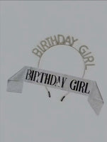 Birthday Girl Rhinestone Headband w/ Matching Sash
