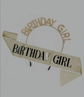Birthday Girl Rhinestone Headband w/ Matching Sash