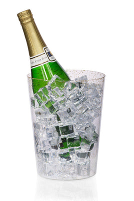 Clear Ice Bucket w/Gold Glitter
