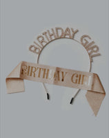 Birthday Girl Rhinestone Headband w/ Matching Sash