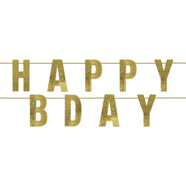 6ft. Gold "Happy BDay" Sequin Banner 2pc.