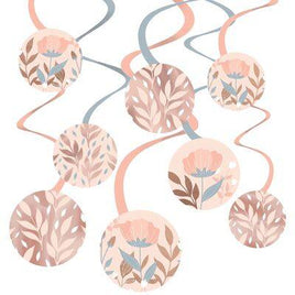 Rose Gold Floral Swirl Decorations 30 pcs