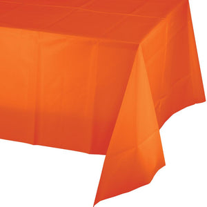 Sunkissed Orange Plastic Tablecover 54 in. X 108 in. 1 ct 