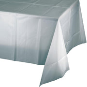 Shimmering Silver Plastic Tablecover 54 in. X 108 in 1 ct 