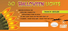 50ct Hllwn String Lights ORANGE/BLACK Wire Tray PACK
