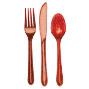 Glittered Red Glitz Assorted Cutlery 24 ct.