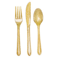 Glittered Gold Glitz Assorted Cutlery 24 ct.