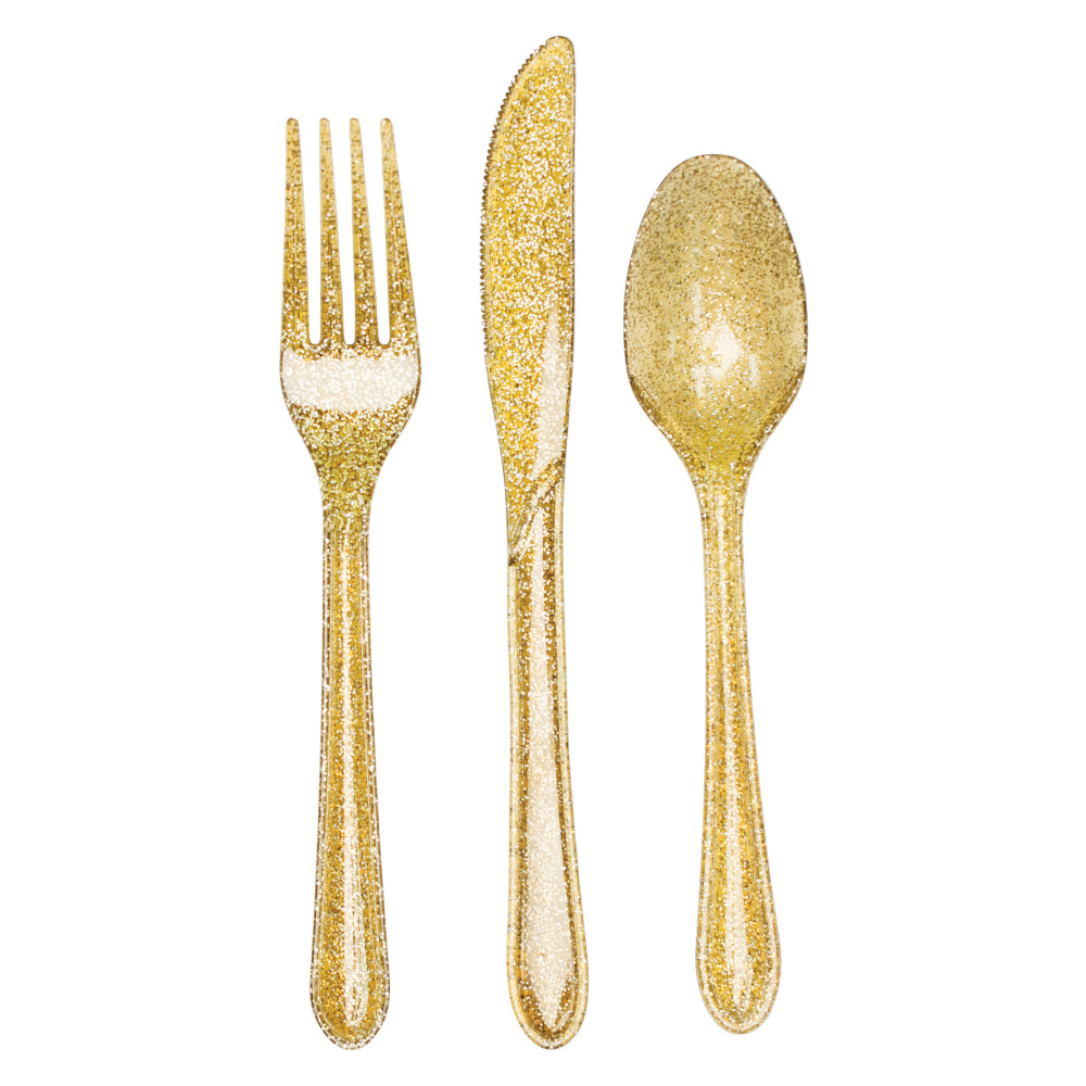 Glittered Gold Glitz Assorted Cutlery 24 ct.