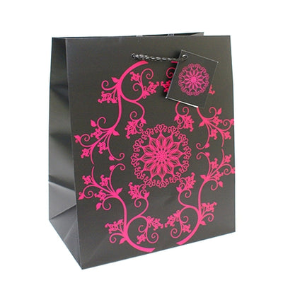 Medium Everyday Matte  Black and Pink Gift Bag