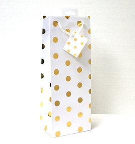 White and Gold Polka Dot Wine Bag