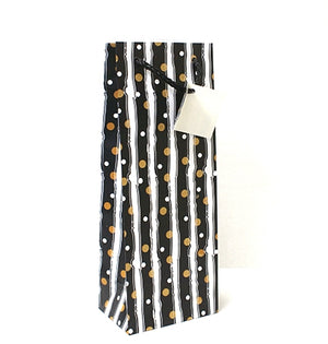 Black and White w/Gold Glitter Wine Bag