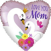 18" SATIN LOVE YOU MOM SWANS