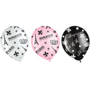 Day in Paris Printed Latex Balloons - Asst. Colors 6 ct.