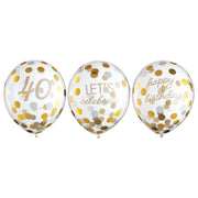 Golden Age Birthday 40th Latex Confetti Balloon