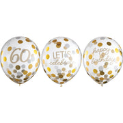 Golden Age Birthday 60th Latex Confetti Balloon