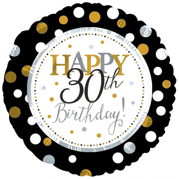 18" Silver and Gold Birthday Foil Balloon-Milestone