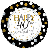 18" Silver and Gold Birthday Foil Balloon-Milestone