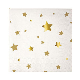 Gold Confetti Stars Beverage Napkins  16 ct. 