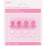 Pink Crystal Pacifier Favors 2  4ct"