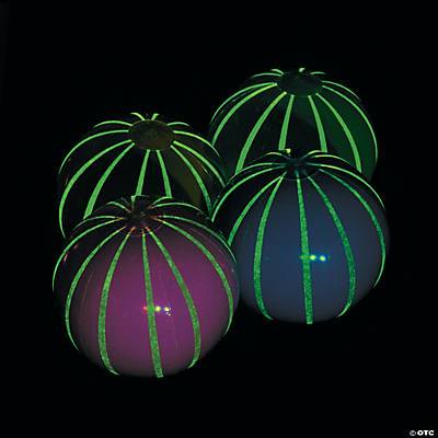 GLOW IN THE DARK STRIPED BEACH BALL 11"  1 ct. 