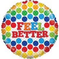 18" Feel Better Colorful Dots Foil Balloon
