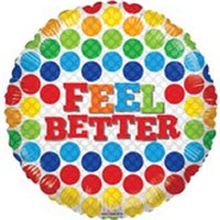 18" Feel Better Colorful Dots Foil Balloon