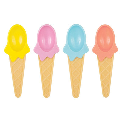 Pastel Ice Cream Cone Plastic Spoon Set  4pc
