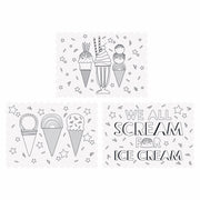 Pastel Ice Cream Paper Coloring Placemats  6ct