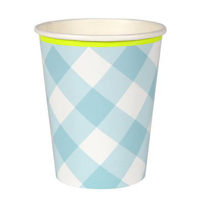 Blue Gingham Paper Cups  12 ct. 
