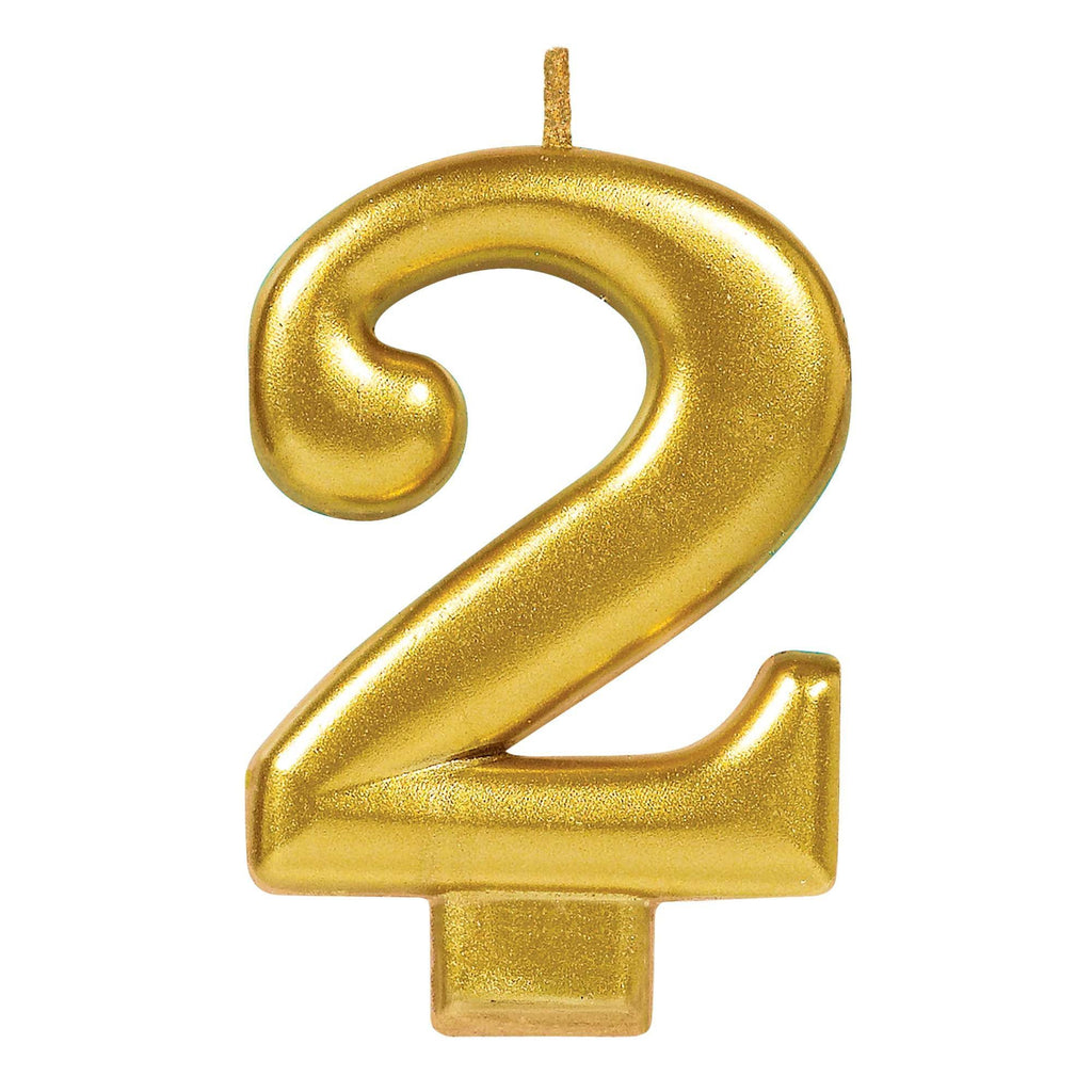 Numeral #2 Metallic Candle - Gold