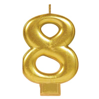 Numeral #8 Metallic Candle - Gold