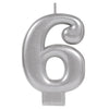 Numeral Metallic Candle #6 - Silver