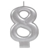 Numeral Metallic Candle #8 - Silver