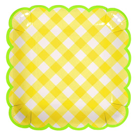 Yellow Gingham Lunch Plates 12 ct.
