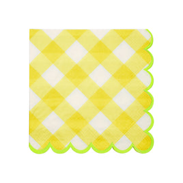 Yellow Gingham Beverage Napkins  20 ct.
