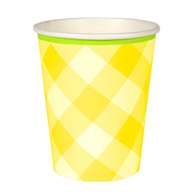 Yellow Gingham Paper Cups  12 ct. 