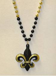 Fleur De Lis Black and Gold Bead