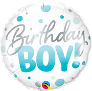 18" BIRTHDAY BOY BLUE DOTS FOIL BALLOON