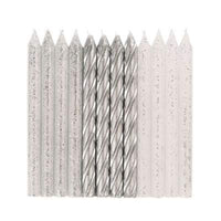 Glitter and Silver Spiral Birthday Candles - Assorted 24ct