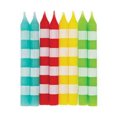 Striped Birthday Candles - Assorted Colors 8ct