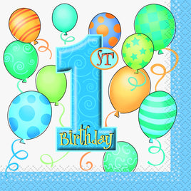 First Birthday Blue Beverage Napkins 16 ct.