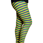Purple, Green and Gold All Over Striped Tights/Leggings