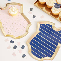 Gold Foiled Pink and Navy Baby Grow Shaped Mixed Plates 