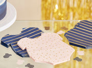 Gold Foiled Pink and Navy Baby Grow Shaped Napkins 